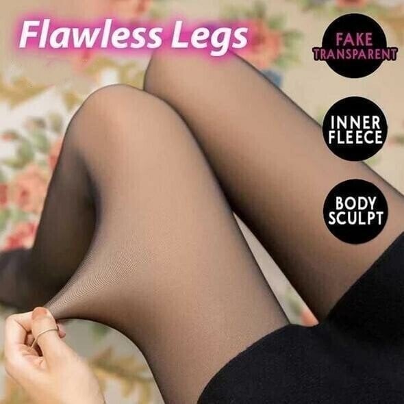 Ardouryell Flawless Legs Fake Translucent Warm Plush Lined Elastic Tights