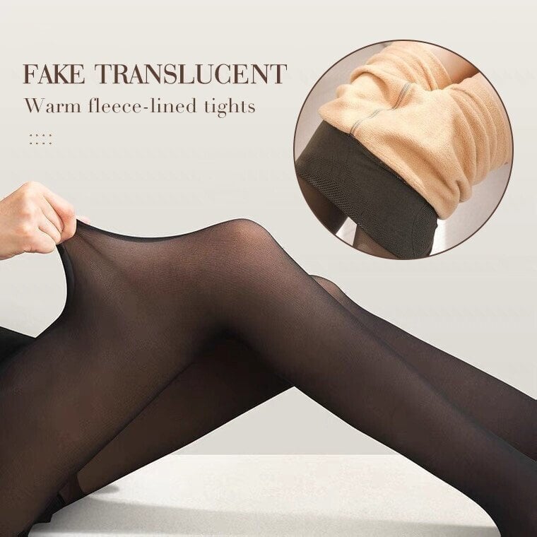 Ardouryell Flawless Legs Fake Translucent Warm Plush Lined Elastic Tights