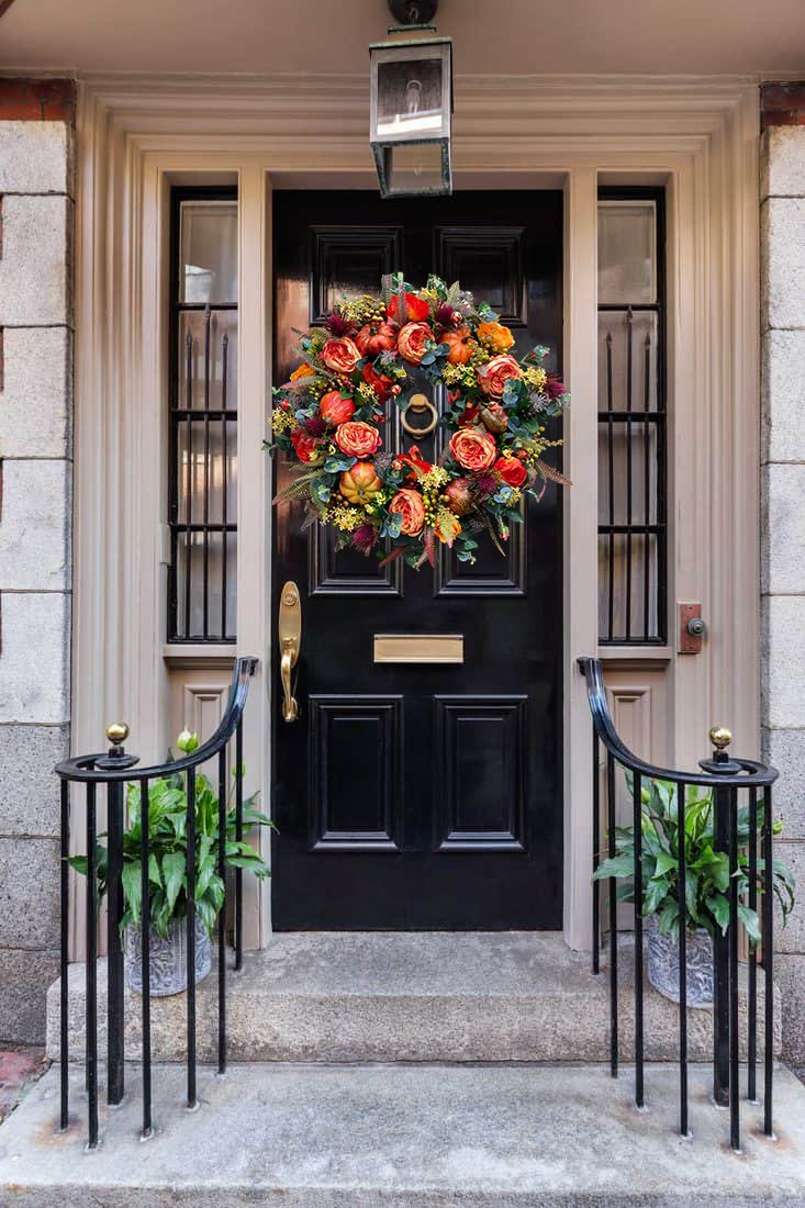 Fall Peony and Pumpkin Wreath - Year Round Wreath