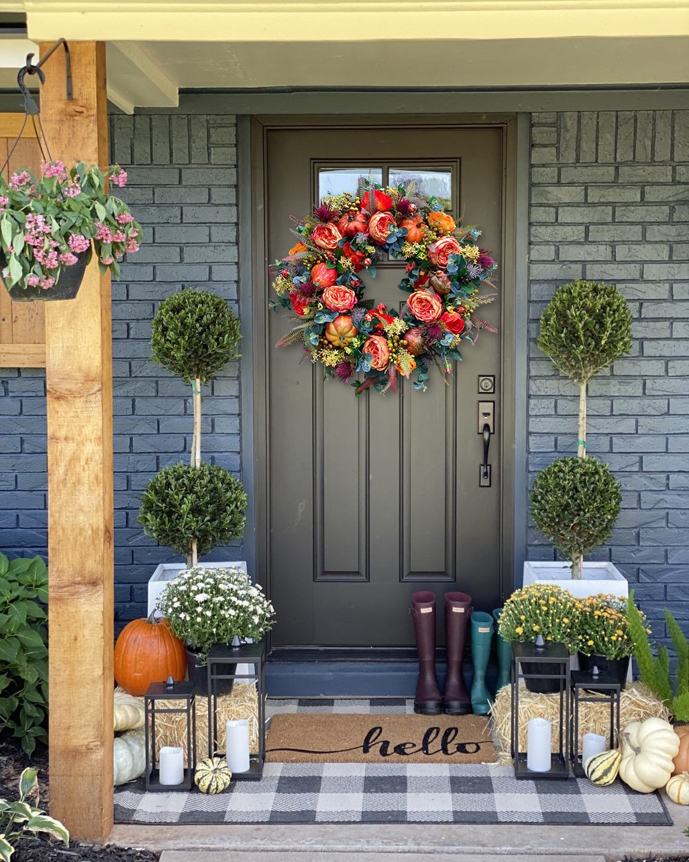 Fall Peony and Pumpkin Wreath - Year Round Wreath