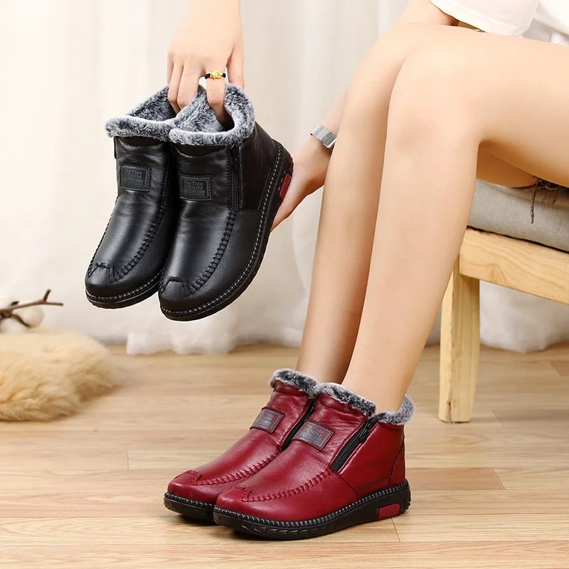 (Last Day Promotion 75% OFF) - Women's Waterproof Non-slip Cotton Leather Boots - BUY MORE SAVE MORE!