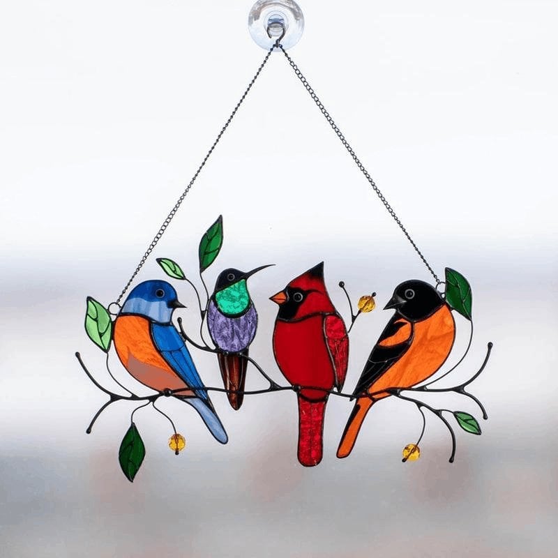 Last Day Special Sale - The Best Gift-Birds Stained  Window  Panel Hangings