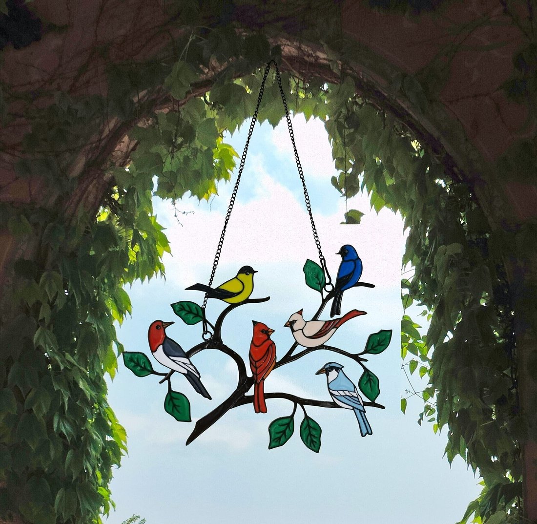 Last Day Special Sale - The Best Gift-Birds Stained  Window  Panel Hangings