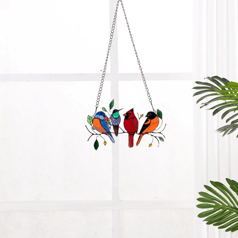 Last Day Special Sale - The Best Gift-Birds Stained  Window  Panel Hangings