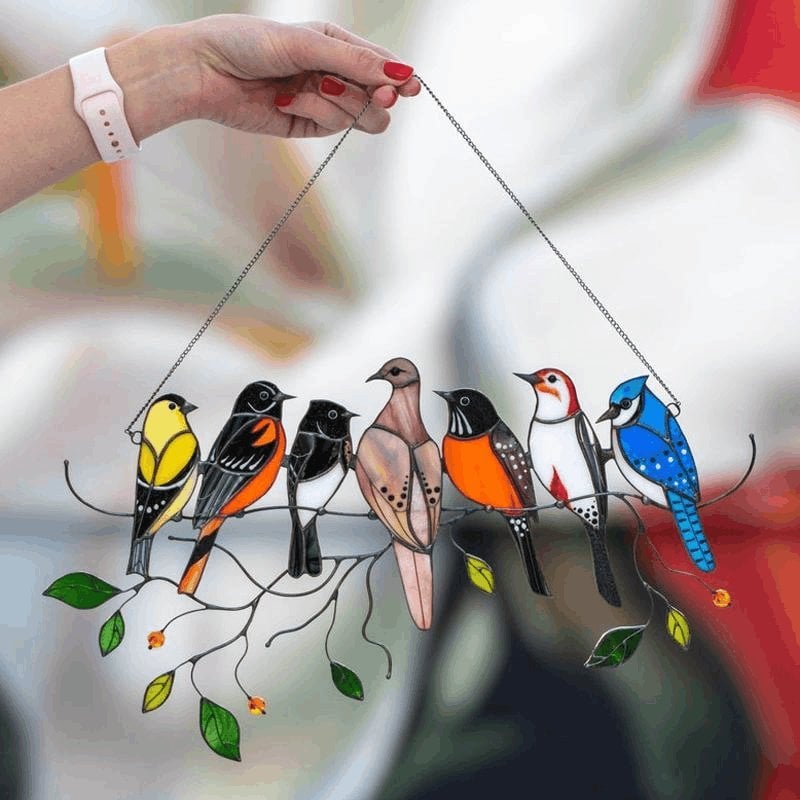 Last Day Special Sale - The Best Gift-Birds Stained  Window  Panel Hangings