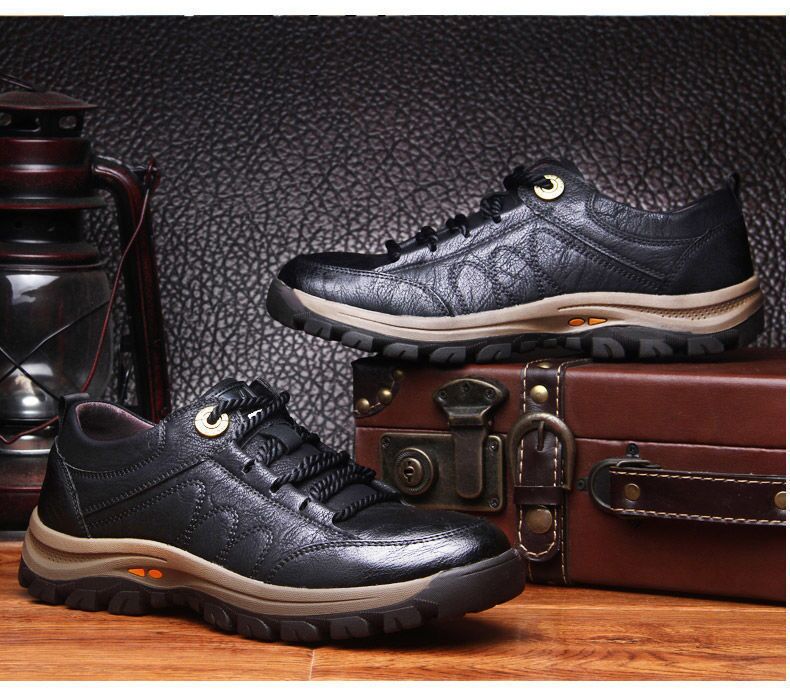 Men's Casual Hand Stitching Leather Big Size Shoes