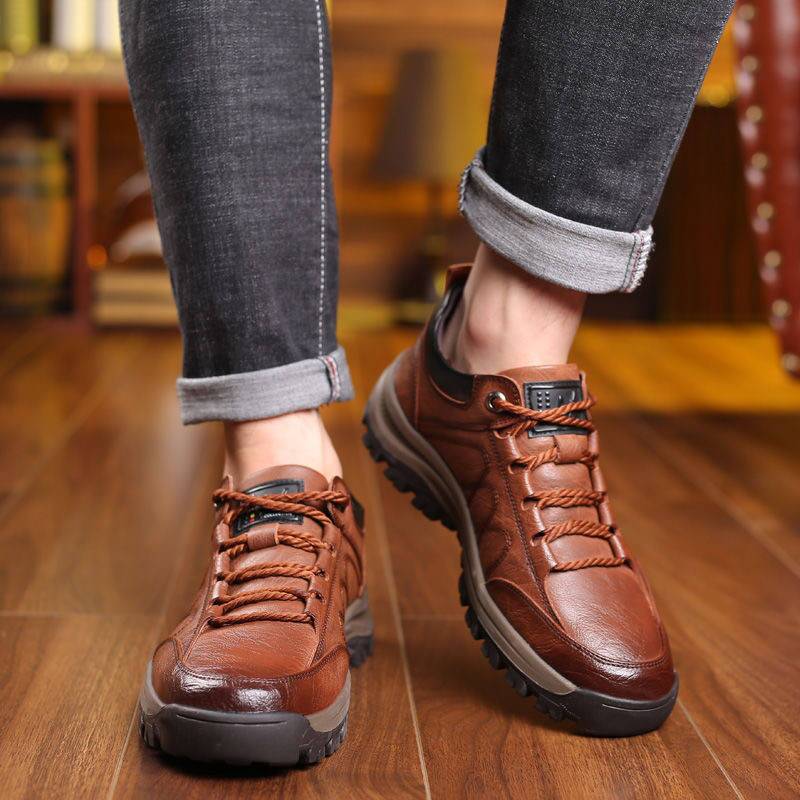 Men's Casual Hand Stitching Leather Big Size Shoes