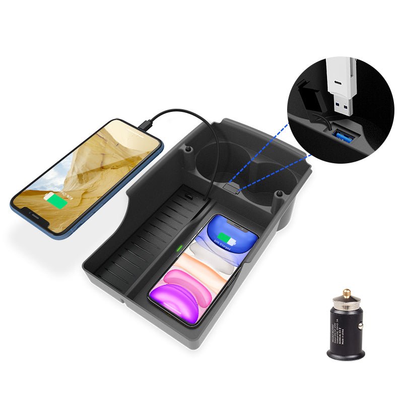 Model S/Model X  2016-2019 Mobile Wireless Charger Center Console Storage Box with Cup Holder