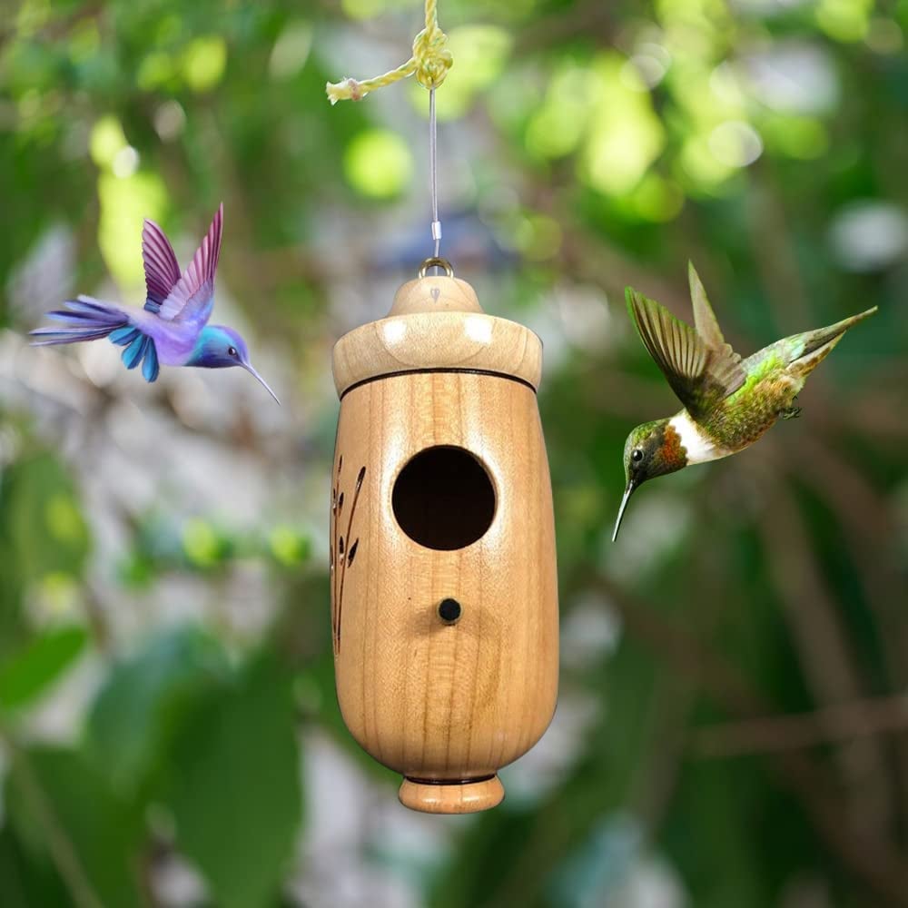 Shinemars Wooden Hummingbird House-Gift for Nature Lovers