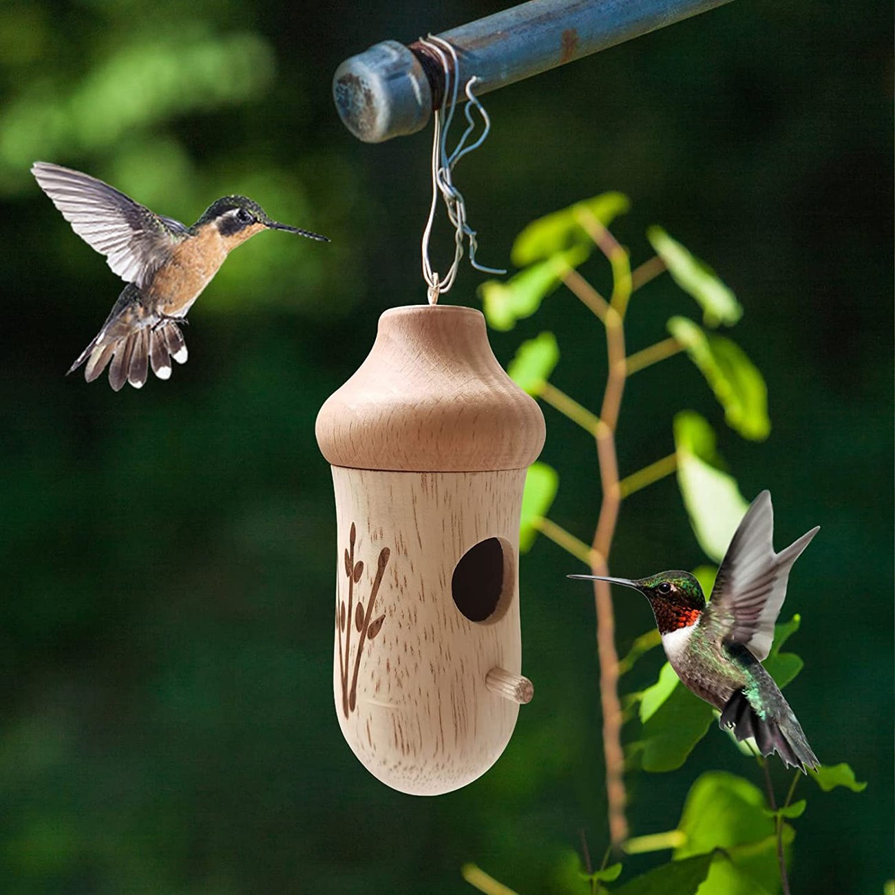 Shinemars Wooden Hummingbird House-Gift for Nature Lovers