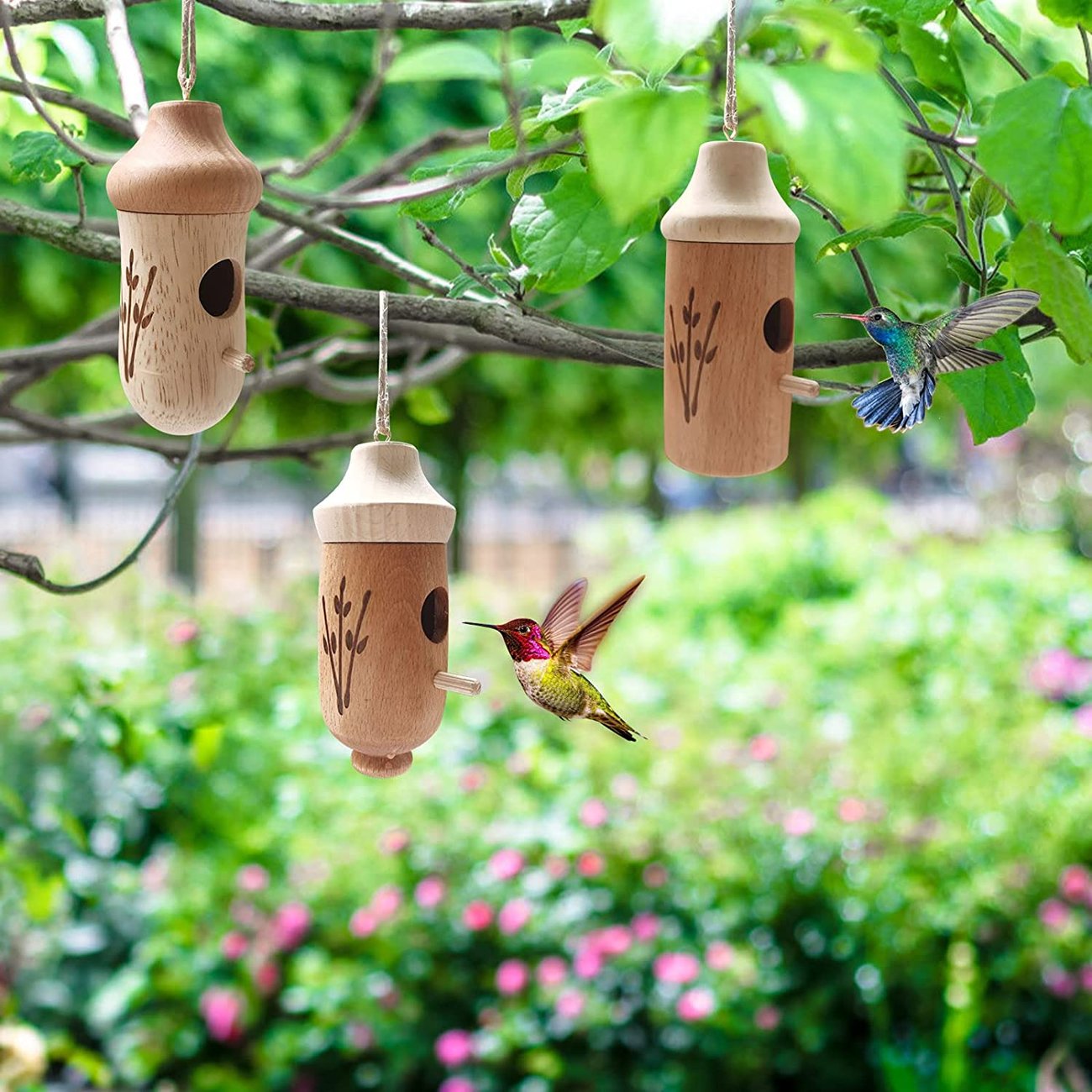 Shinemars Wooden Hummingbird House-Gift for Nature Lovers