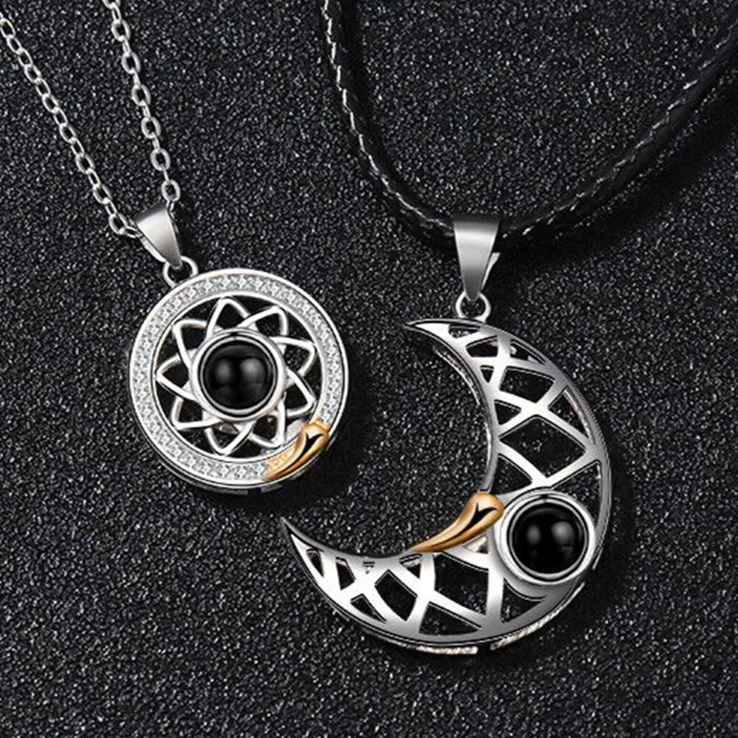 Sun and Moon Magnetic Projection Necklace Set