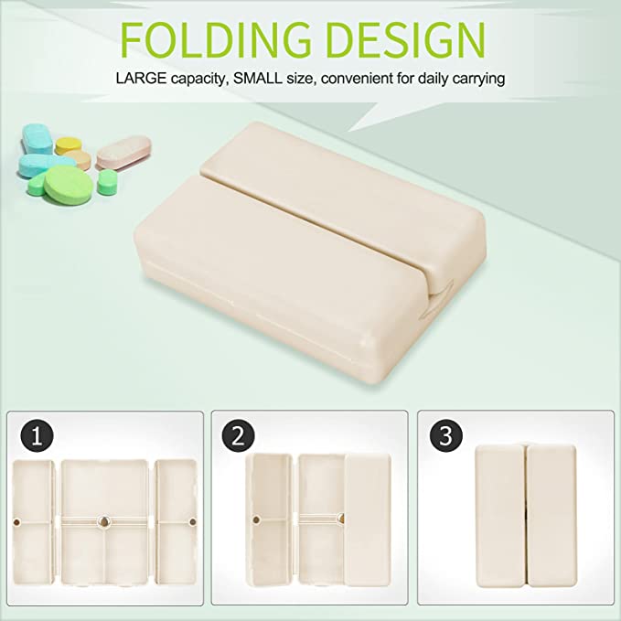 LAST DAY SALE BUY 2 GET 1 FREE - Daily Pill Organizer, 7 Compartments Portable Pill Case Travel Pill Organizer,[Folding Design] Pill Box