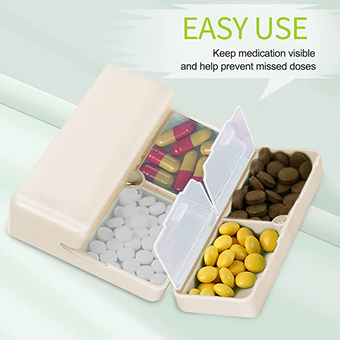 LAST DAY SALE BUY 2 GET 1 FREE - Daily Pill Organizer, 7 Compartments Portable Pill Case Travel Pill Organizer,[Folding Design] Pill Box