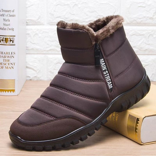 Men's Waterproof Warm Cotton Zipper Snow Ankle Boots  ( HOT SALE !!!-60% OFF For a Limited Time )