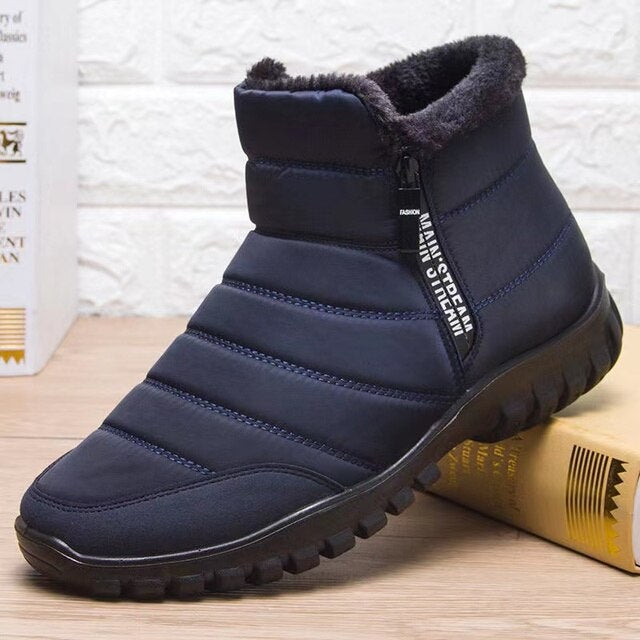 Men’s Waterproof Warm Cotton Zipper Snow Ankle Boots  ( HOT SALE !!!-60% OFF For a Limited Time )