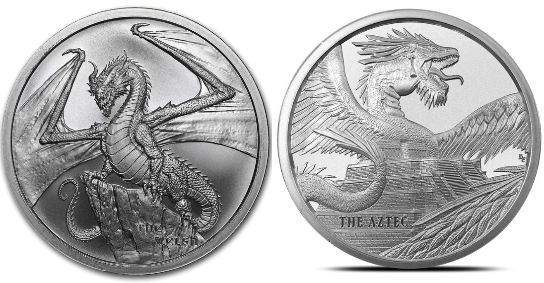 Jenprice 1 oz Silver Round Dragons