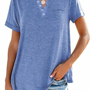 Fashion Solid Color Pocket Short Sleeve T-Shirt