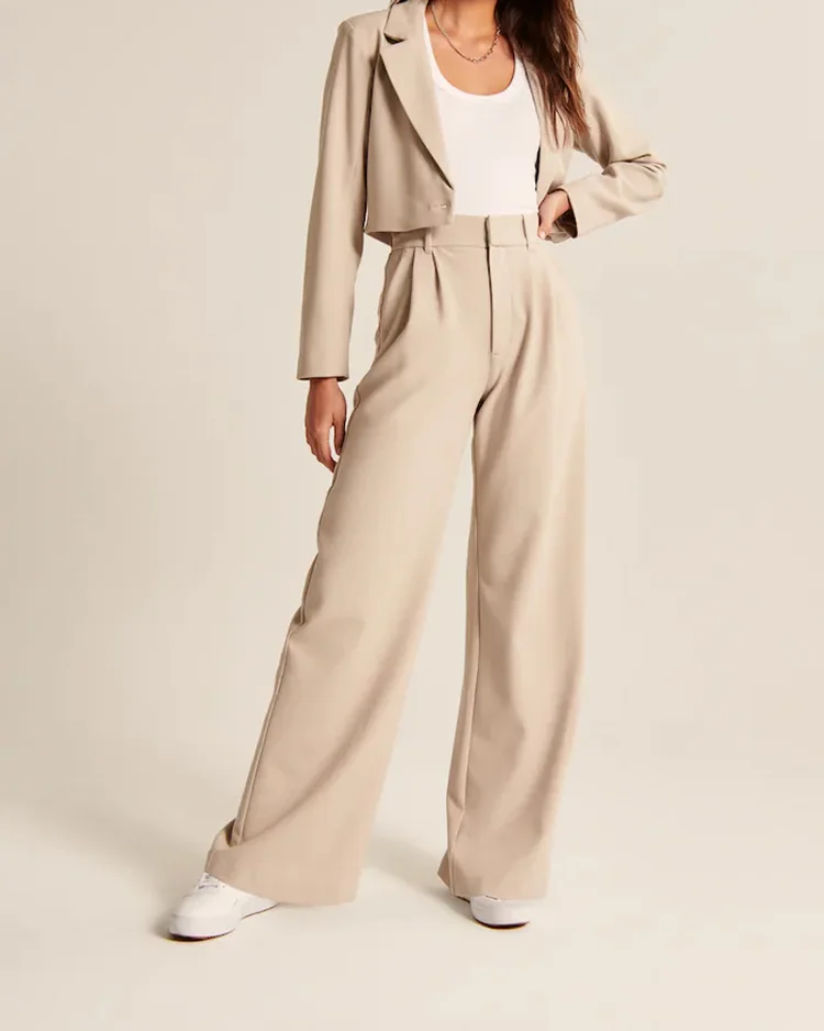 High Waist Tailored Wide Leg Pants 