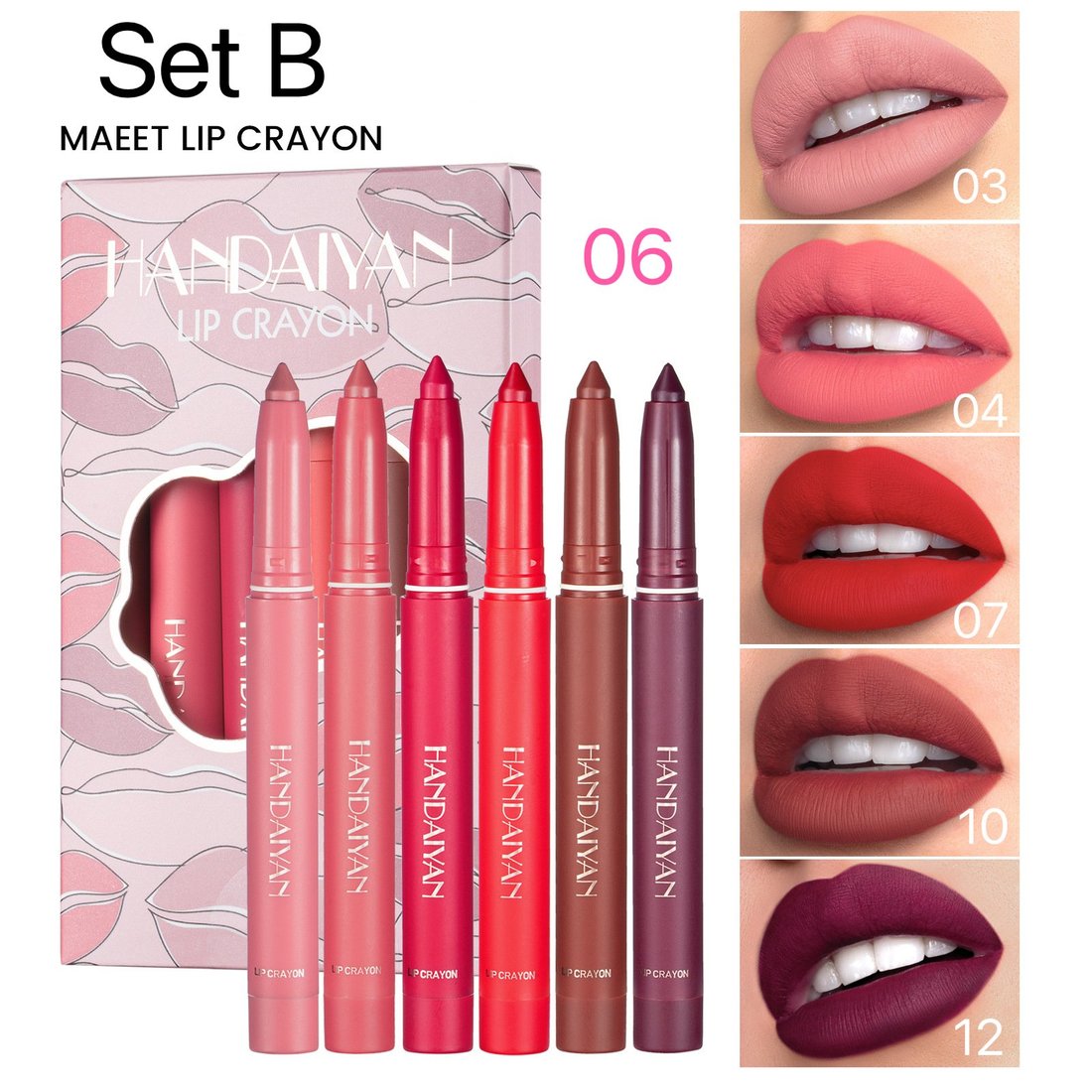 Last Day 49% OFF - 12 Color HANDAIYAN Rotating Sharpenable Matte Lipstick Pencils