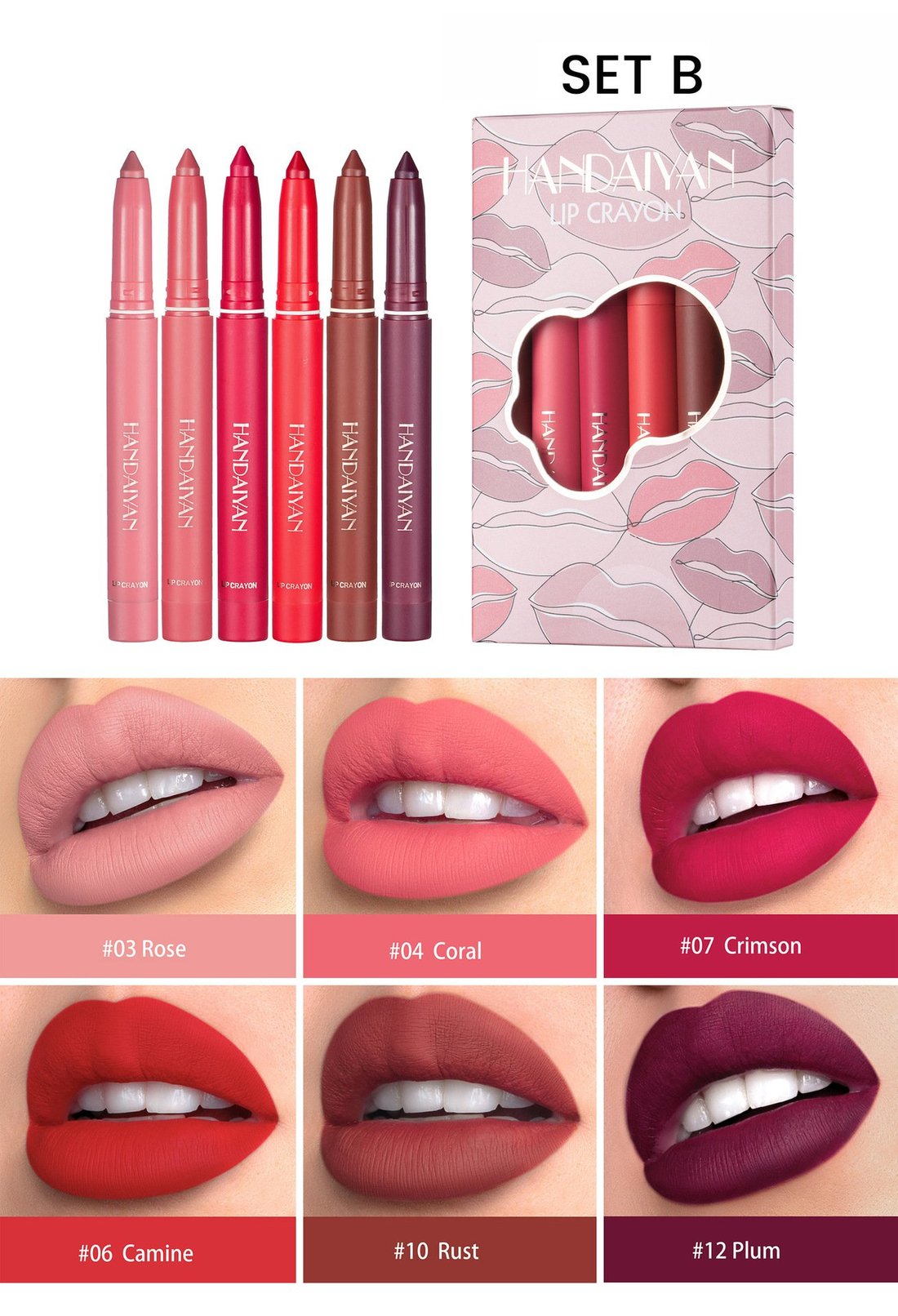 Last Day 49% OFF - 12 Color HANDAIYAN Rotating Sharpenable Matte Lipstick Pencils