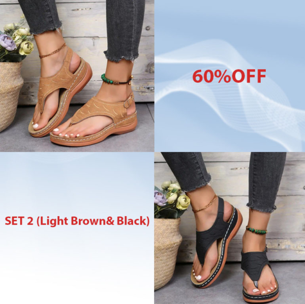 Last Day Promotion 70% OFF - Leather Orthopedic Arch Support Sandals Diabetic Walking Sandals