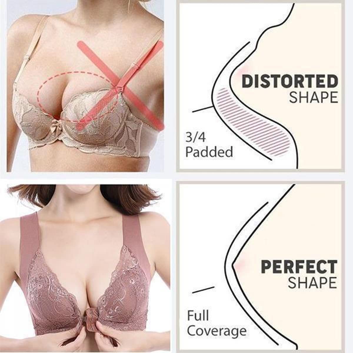 LB FRONT CLOSURE '5D' SHAPING PUSH UP WIRELESS BRA(3 PACK)