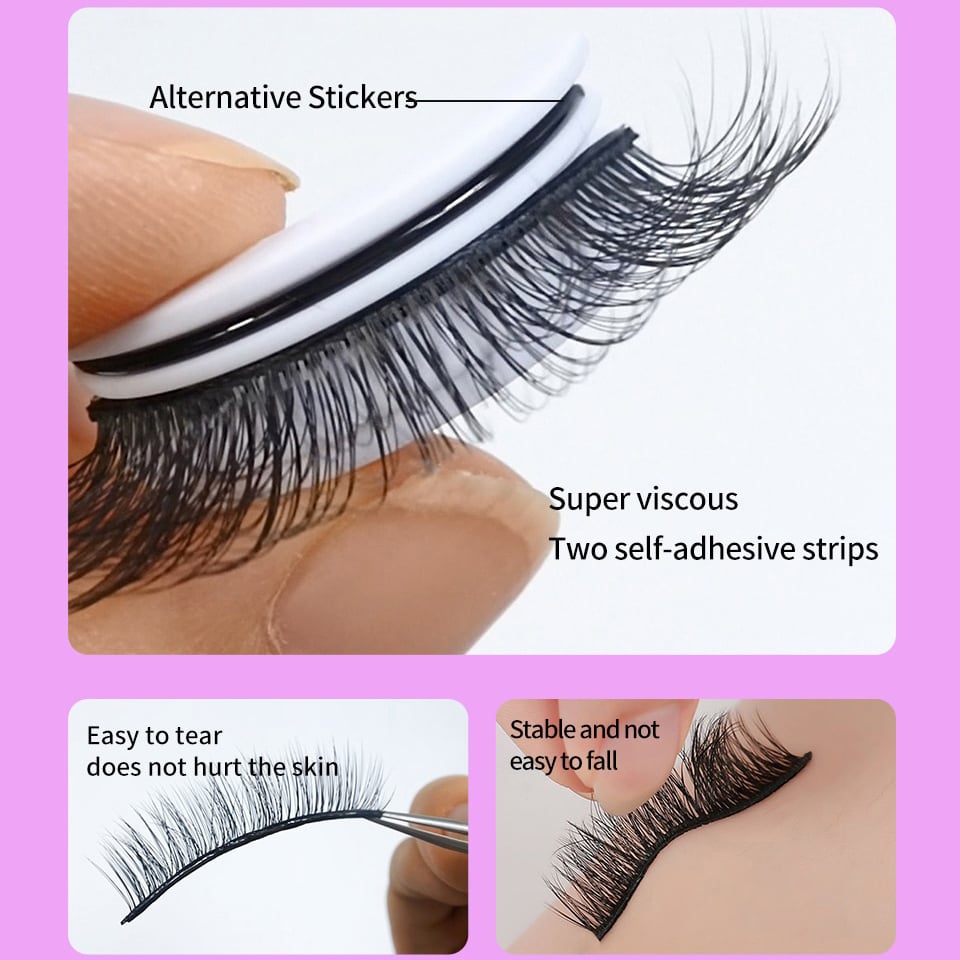 Reusable self-adhesive false eyelashes