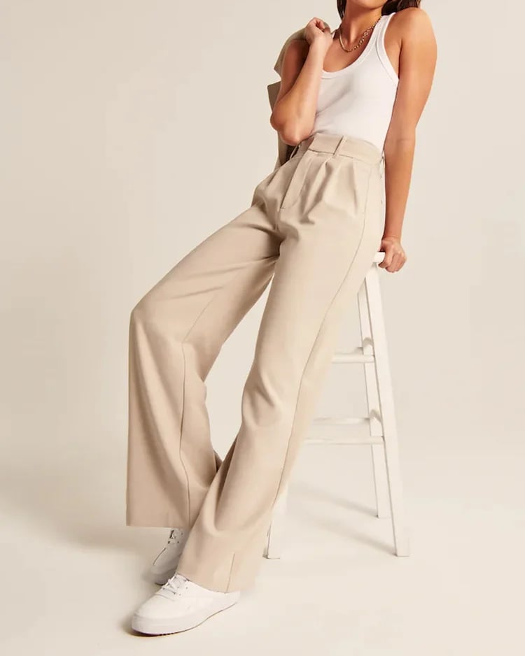 49% OFF - HIGH WAIST TAILORED WIDE LEG PANTS