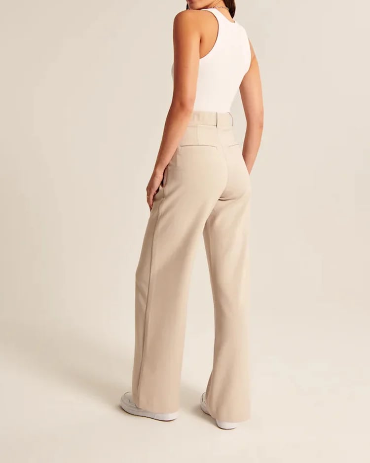 49% OFF - HIGH WAIST TAILORED WIDE LEG PANTS