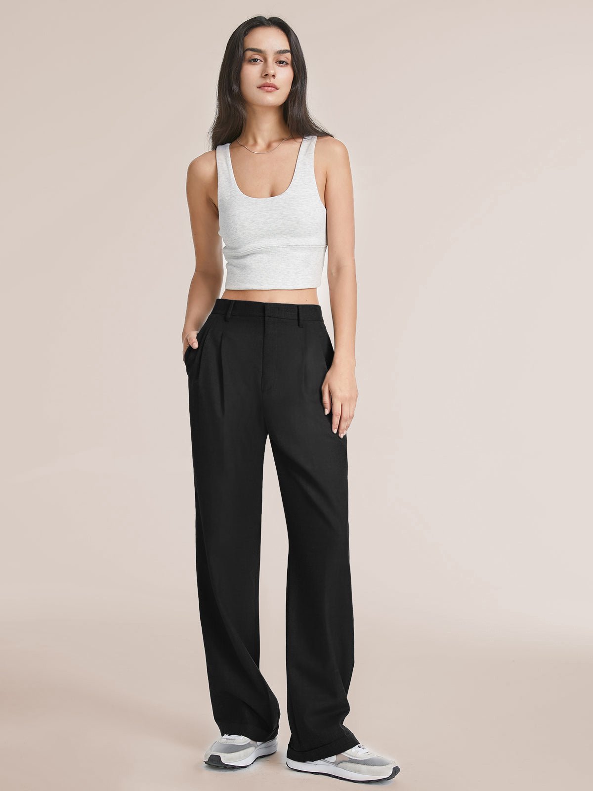 49% OFF - HIGH WAIST TAILORED WIDE LEG PANTS