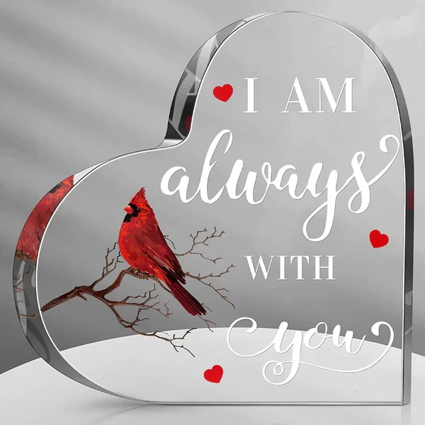 Cardinal Acrylic Heart Memorial