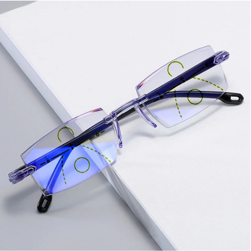 ColorLight - Blue gems high hardness Anti-wear anti blue light intelligent dual focus reading glasses