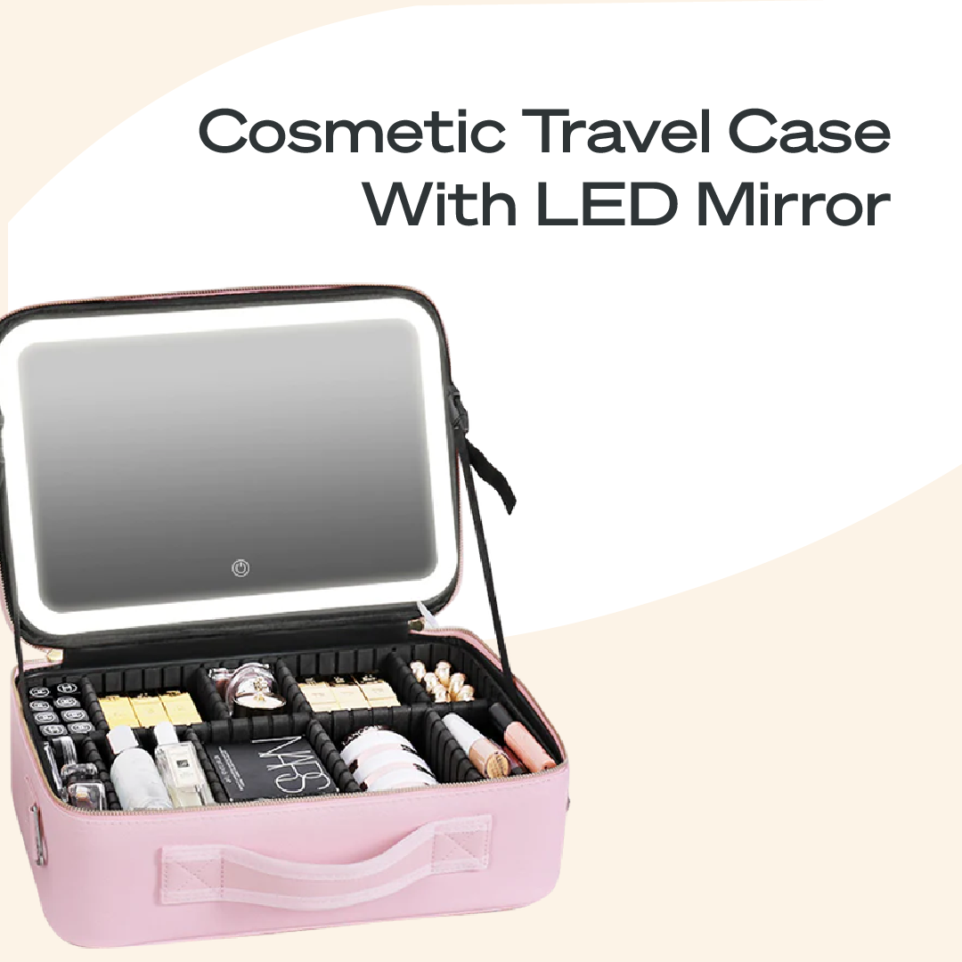 Cosmetic Travel Case With LED Mirror