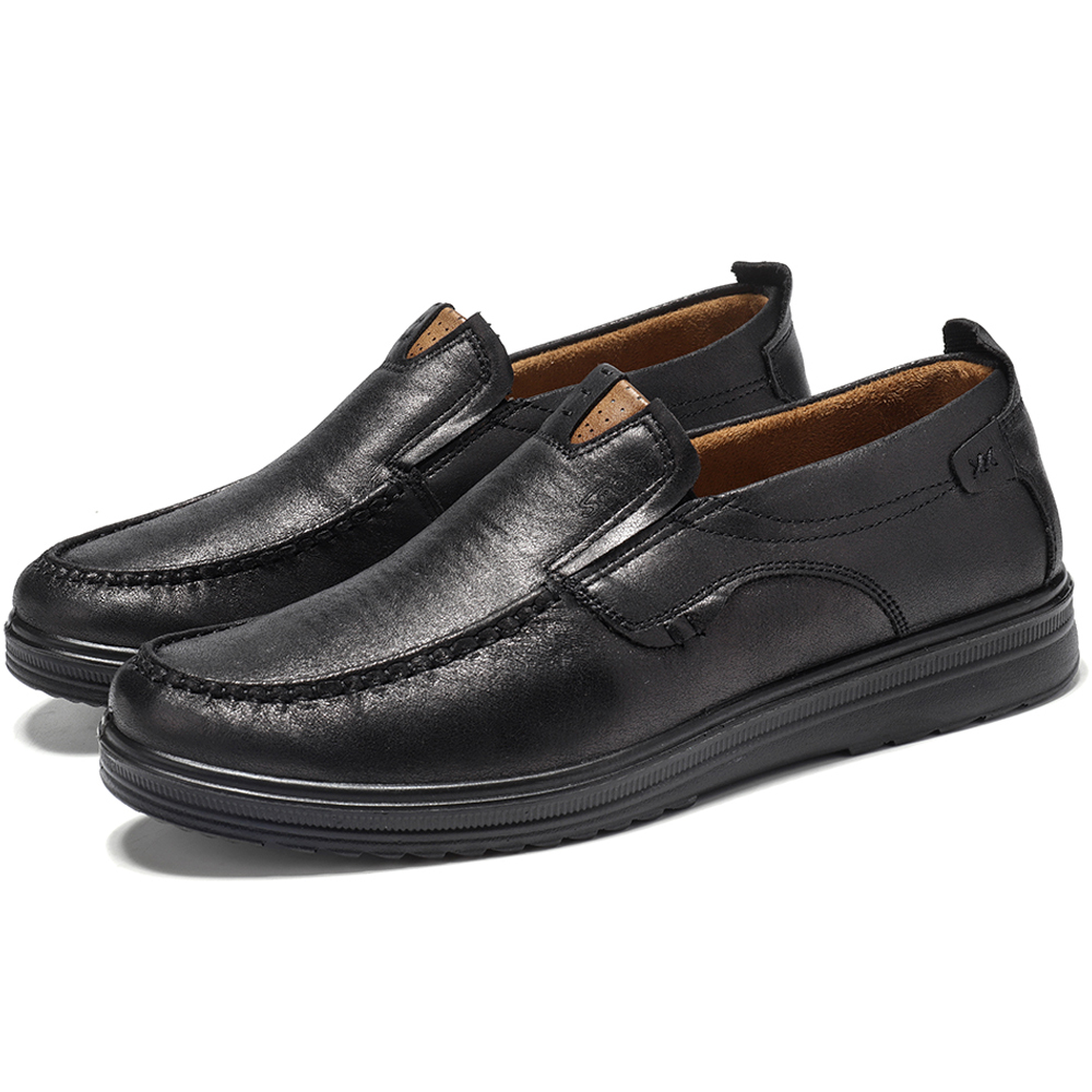 DRESSYE Mens Soft Insole Casual Comfortable Leather Slip On Loafers