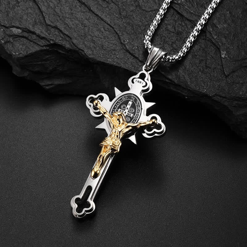 LAST DAY 49% OFF - ST.Benedict Protection Cross Power Pendant Necklace