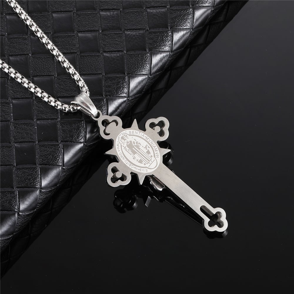 LAST DAY 49% OFF - ST.Benedict Protection Cross Power Pendant Necklace