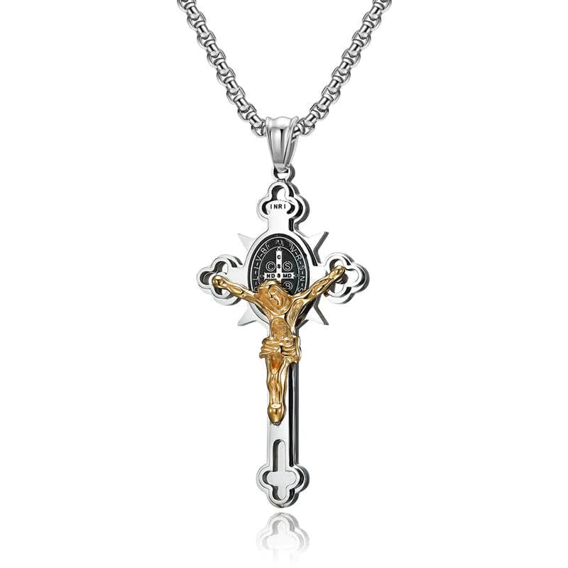 LAST DAY 49% OFF - ST.Benedict Protection Cross Power Pendant Necklace