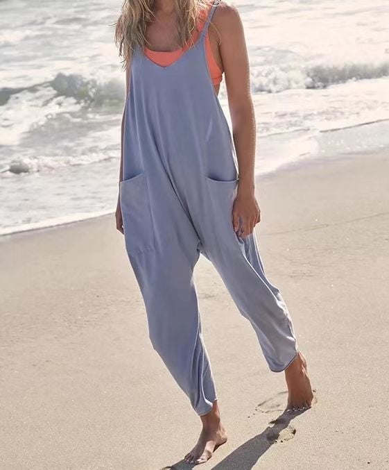 LAST DAY 70% OFF-Wide Leg Jumpsuit with Pockets