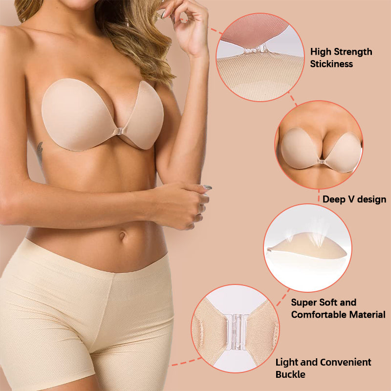 LauraCollection Adhesive Bra Backless Strapless Reusable Sticky Invisible Push Up Bra For Women 