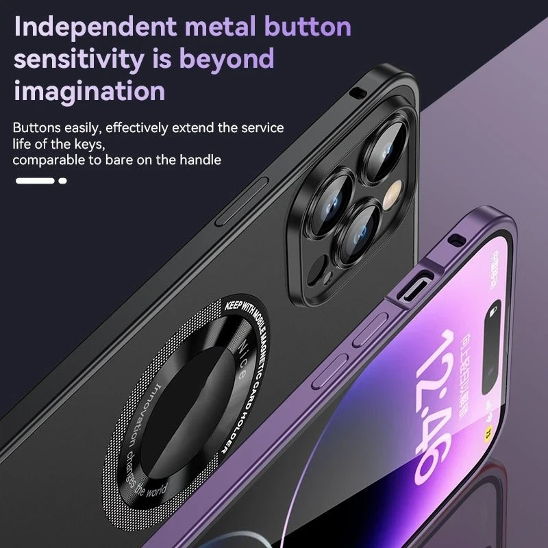 Magnetic Attraction Spring Buckle Metal Frame Case Cover For iPhone