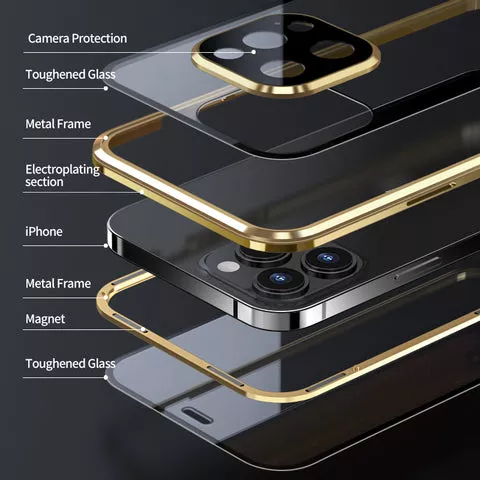 Magnetic Tempered Glass Double-Sided Phone Case For iPhone