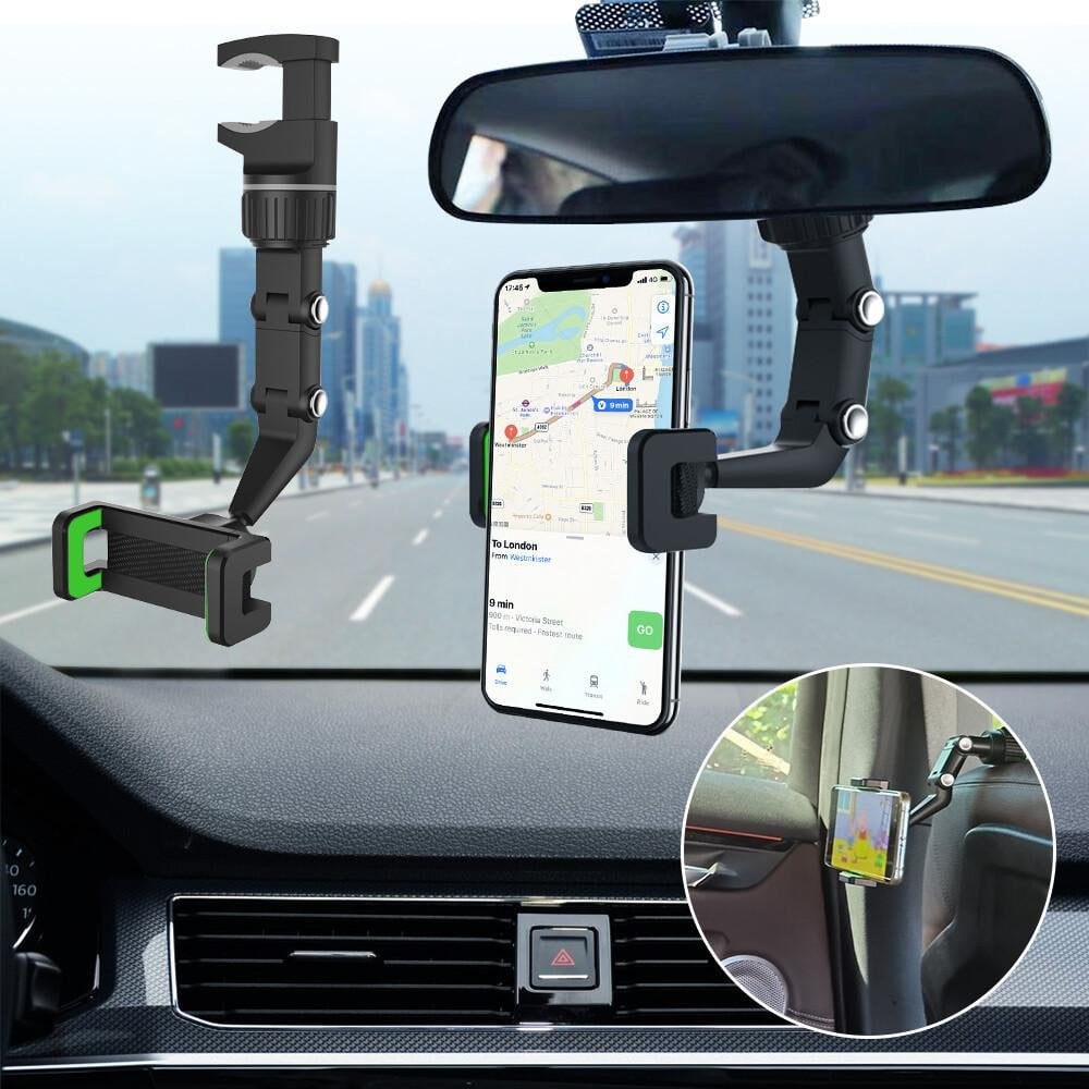 Multifunctional rearview mirror phone holder