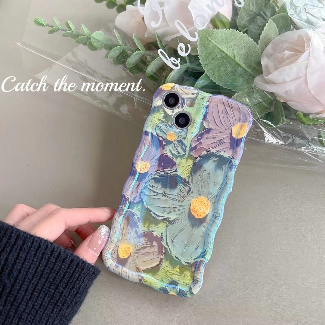 New listing - iPhone blue retro oil painting floral phone case