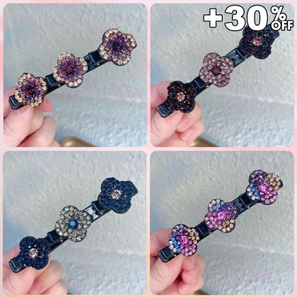 Sparkling Crystal Stone Braided Hair Clips