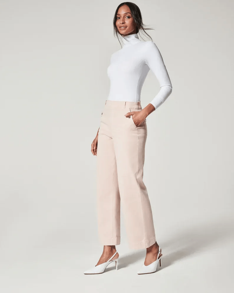 Stretch Twill Cropped Wide Leg Pants