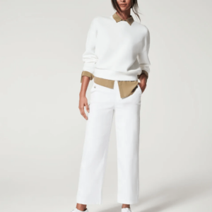 Stretch Twill Cropped Wide Leg Pants