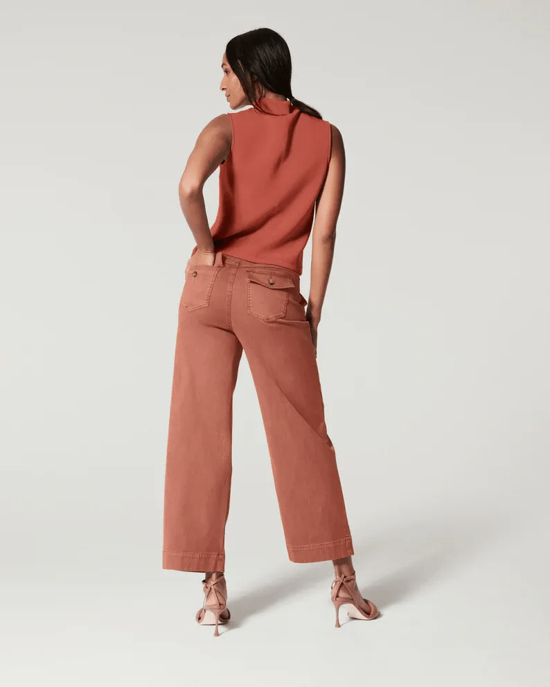 Stretch Twill Cropped Wide Leg Pants