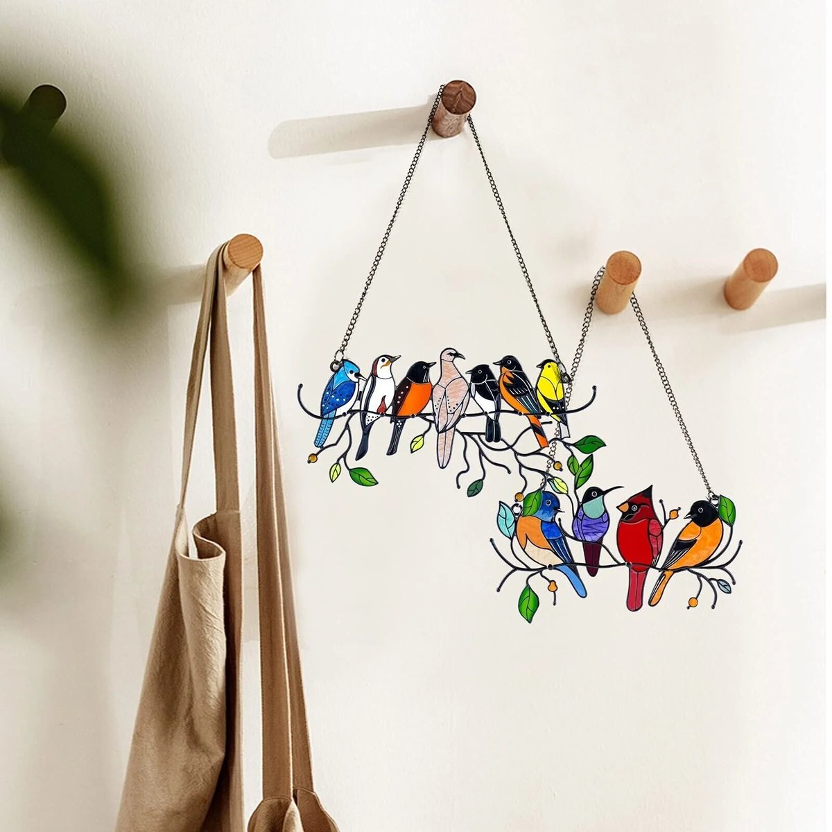 Best Gift-Birds Stained Window Panel Hangings