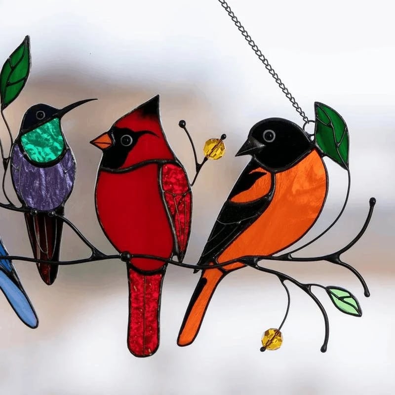 Best Gift-Birds Stained Window Panel Hangings